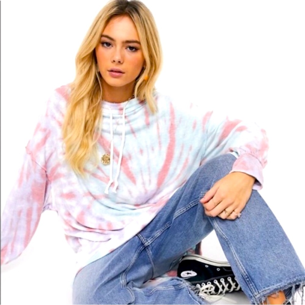 Free People We The Free Best Catch Long Sleeve Tie Dye Sweatshirt Oversized XS